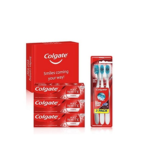 Doorzichtig Raar Oprichter Colgate Max White Luminous Teeth Whitening Tandpasta & Tandenborstel Bundel  Kit, 3x75ml Tandpasta Multipack & 3 Pack Tandenborstel | CO11335